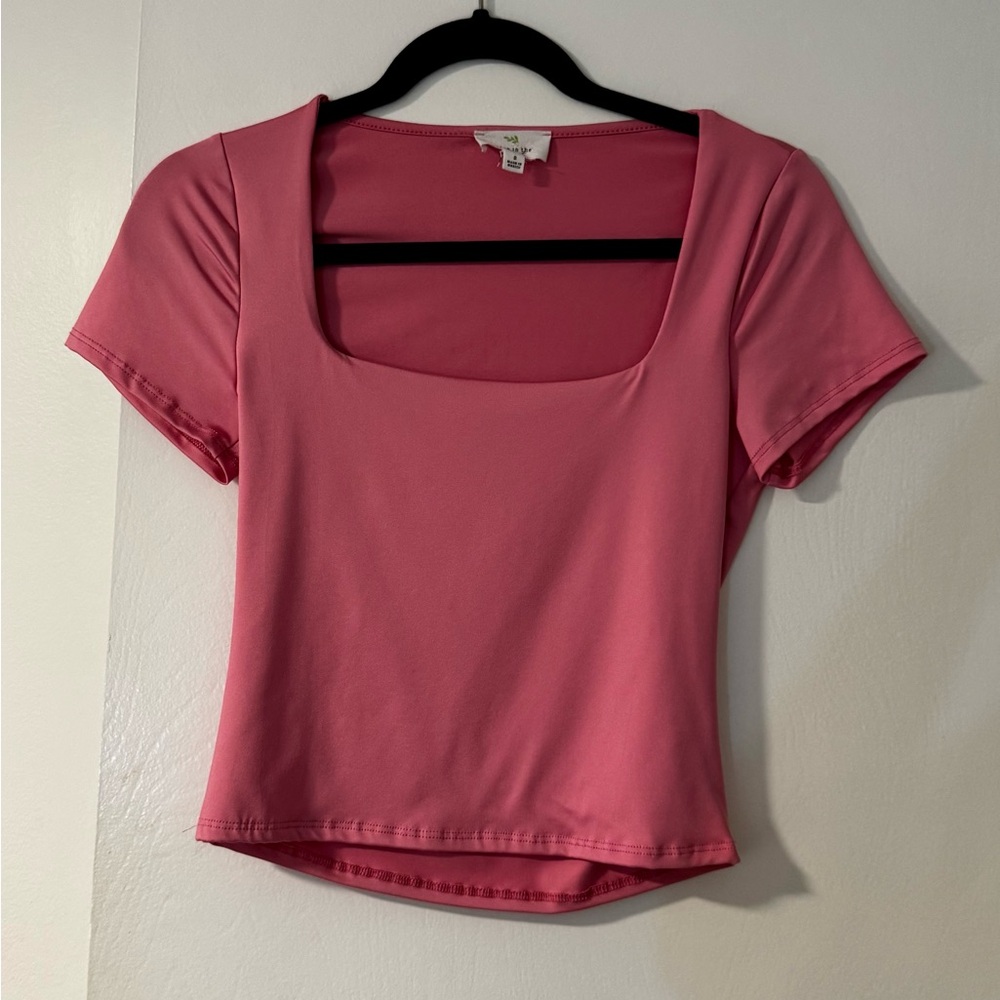 Pink Square Neck Women's Top